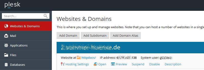 4.1 Unter Websites & Domains die Hosting Settings aufrufen